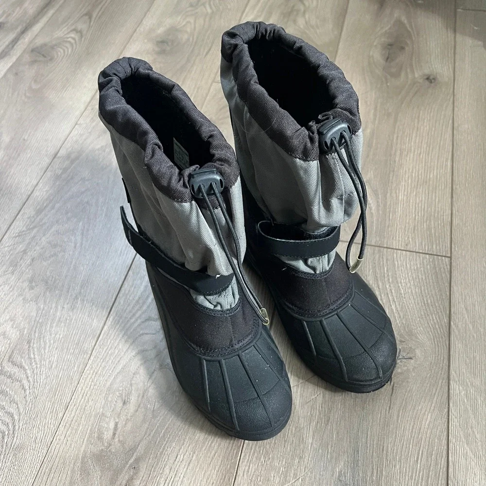 Columbia Powderbug Plus II KIDS Size 6 Waterproof Winter Snow Boots‎ Black Gray
